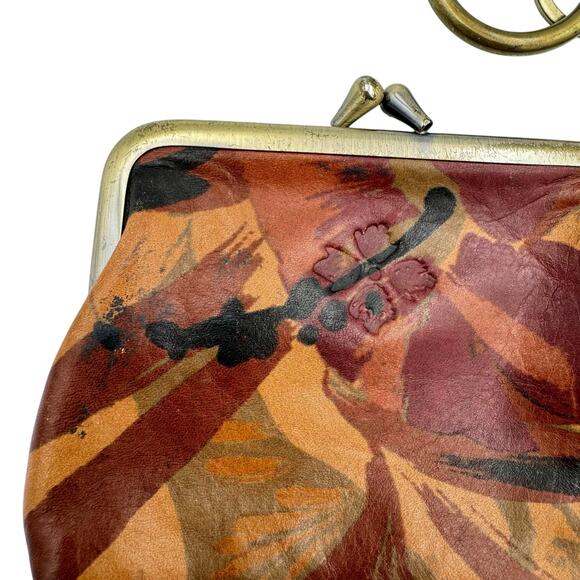 Patricia Nash Heritage Parisian Italian Leather Camo Kiss Lock Wallet Coin Purse - Picture 3 of 10